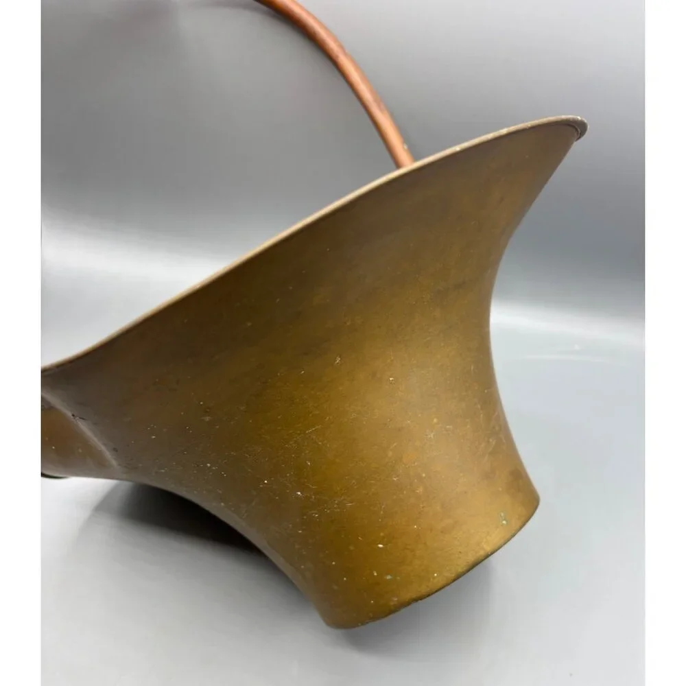 Vtg Brass Basket Planter Copper Handle Decorative‎ Rustic